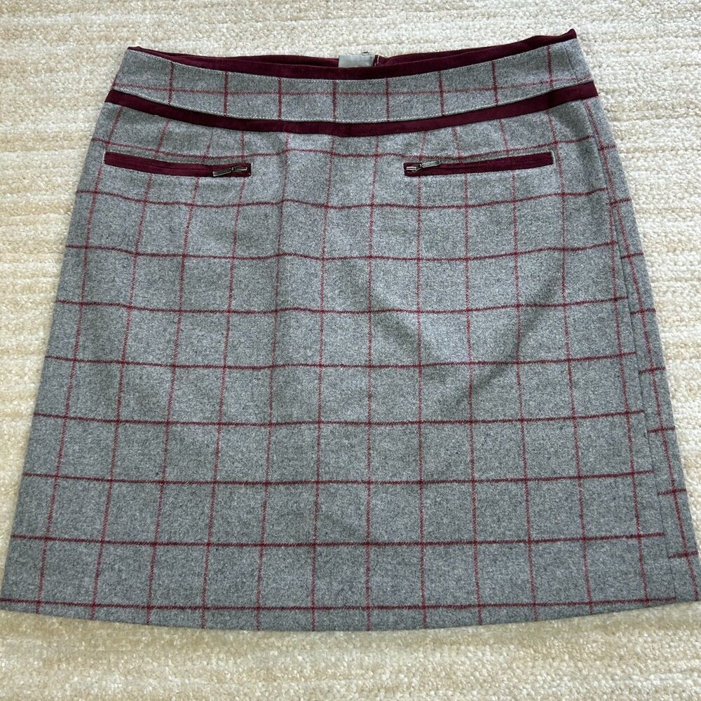 Bob Timberlake Skirt Women's Size 8 Gray Plaid Wool Blend